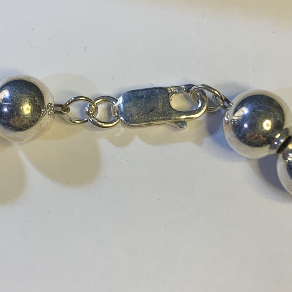 Estate Elegant Silver Wire  Beads Necklace stamped 925 - Picture 4 of 5